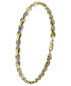 9ct 2 Coloured Gold Diamond Bracelet