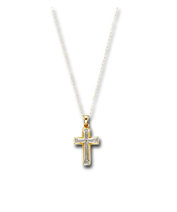 9ct 2 Coloured Gold Diamond Set Cross