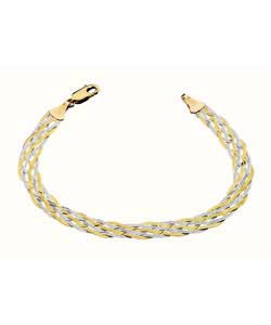 9ct 2 Coloured Gold Glitzy Plated Herringbone Bracelet