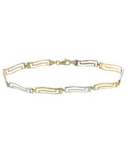 9ct 2 Coloured Gold Greek Wave Bracelet