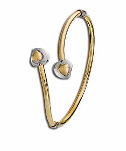 9ct 2 Coloured Gold Heart Torque Bangle
