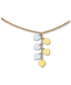 9ct 2 Coloured Gold Heart Y Chain
