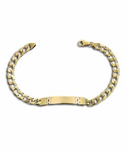 9ct 2 Coloured Gold Mens Link Identity Bracelet