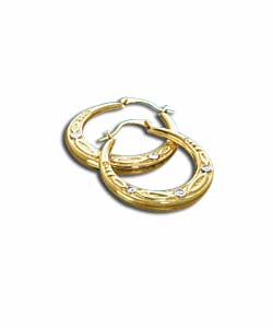 9ct 2 Coloured Gold Rennie Mackintosh Style Creoles