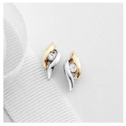 Unbranded 9ct 2 tone gold cubic zirconia earrings