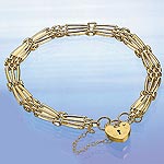 9ct. 3 Bar Fancy Gate Bracelet & Padlock