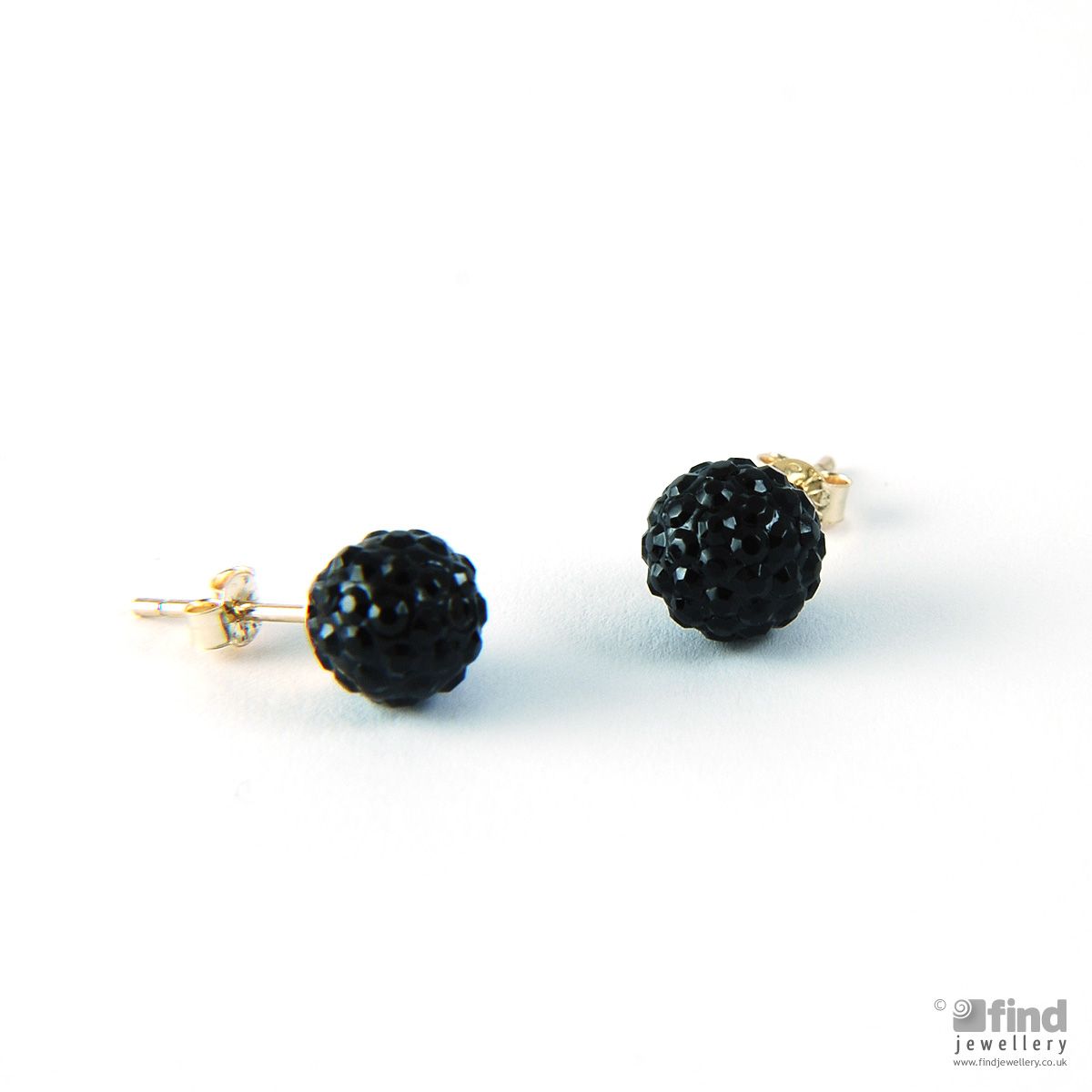 Unbranded 9ct Black Crystal Ball Stud Earrings