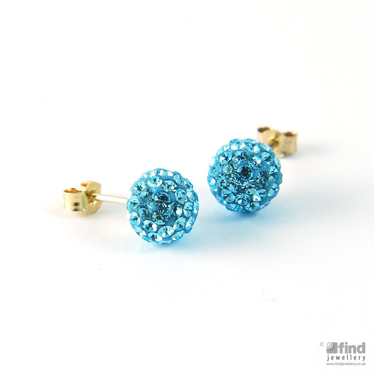 Unbranded 9ct Blue Crystal Ball Stud Earrings