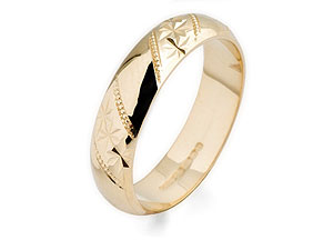 Unbranded 9ct Brides Bead and Star Stripes Wedding Ring