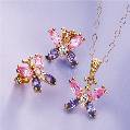 9ct cubic zircornia butterfly pendant and earring set