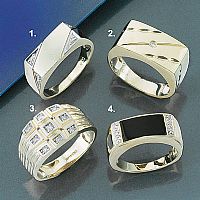 9ct. Diamond Set Corners Gents Ring