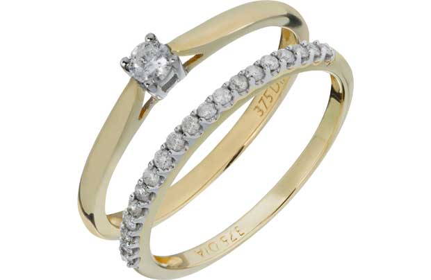 Unbranded 9ct Gold 0.25ct Diamond 2-Piece Solitaire Bridal