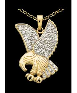 9ct Gold 2 Colour Cubic Zirconia Eagle Pendant