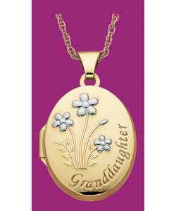 9ct Gold 2 Coloured Granddaughter; Oval Locket Pendant