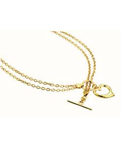 9ct Gold 2 Strand Floating Heart T-Bar