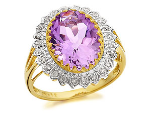 Unbranded 9ct-Gold-Amethyst-And-Diamond-Cluster-Ring-048442
