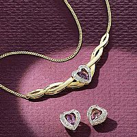 9ct. Gold Amethyst and Diamond Heart Earrings
