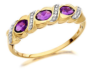 Unbranded 9ct-Gold-Amethyst-and-Diamond-Ring-181413