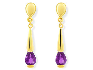 Unbranded 9ct-Gold-Amethyst-Drop-Earrings-071438