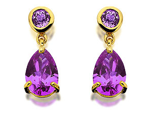 Unbranded 9ct-Gold-Amethyst-Drop-Earrings-071830