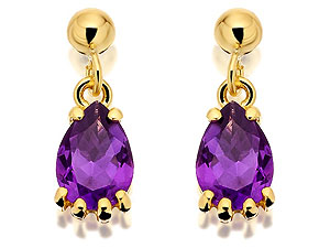 Unbranded 9ct-Gold-Amethyst-Teardrop-Earrings--15mm-071440