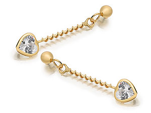 Unbranded 9ct-Gold-and-2.7cm-Cubic-Zirconia-Heart-Drop-Earrings-073053