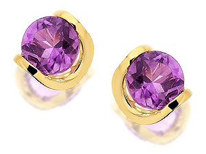 Unbranded 9ct-Gold-and-Amethyst-Solitaire-Earrings-070207