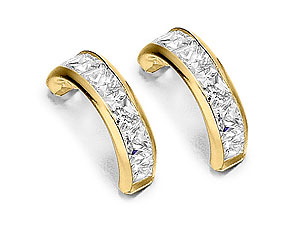 Unbranded 9ct-Gold-and-Channel-Set-Cubic-Zirconia-Half-Hoop-Earrings-072739