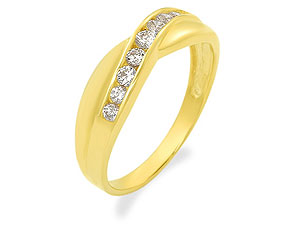 Unbranded 9ct-Gold-And-Cubic-Zirconia-Half-Eternity-Crossover-Ring-186111