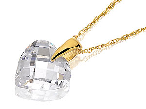 Unbranded 9ct-Gold-and-Cubic-Zirconia-Heart-Pendant-and-Chain-187072