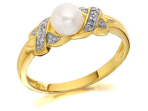 Unbranded 9ct-Gold-And-Cultured-Pearl-And-Diamond-Ring-180916