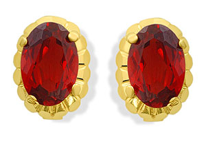 Unbranded 9ct-Gold-and-Garnet-Earrings--7mm-070459