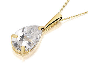 Unbranded 9ct-Gold-and-Pear-shaped-Cubic-Zirconia-Solitaire-Pendant-and-Chain-186907