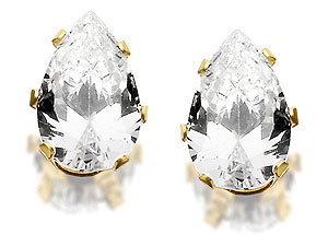 Unbranded 9ct-Gold-And-Peardrop-Cubic-Zirconia-Solitaire-Earrings--5mm-072714