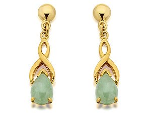 Unbranded 9ct-Gold-And-Peardrop-Jade-Drop-Earrings-071799