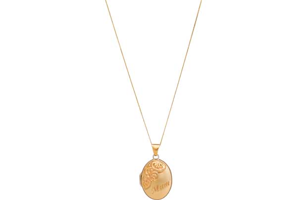A lovely gift for a special Mum. 9ct yellow gold. Length of necklace 46cm/18in. Pendant size H21