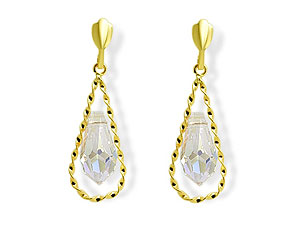 Unbranded 9ct-Gold-And-Swarovski-Crystal-Drop-Earrings-071727