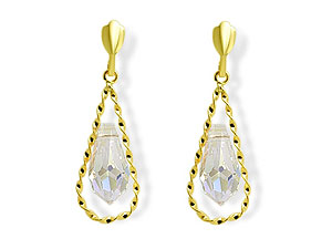Unbranded 9ct-Gold-And-Swarovski-Crystal-Drop-Earrings-071727
