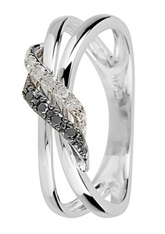 Unbranded 9ct Gold, Black and White Diamond Ring