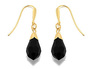 Unbranded 9ct-Gold-Black-Crystal-Hook-Wire-Earrings-071206
