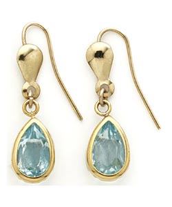 9ct Gold Blue Topaz Teardrops