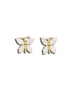 9ct Gold Butterfly Cubic Zirconia Studs