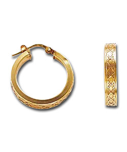 9ct Gold Celtic Style Band Creoles