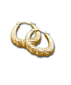 9ct Gold Celtic Style Entwined Heart Creoles