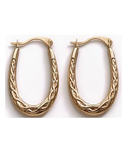 9ct Gold Celtic Style Oval Creoles