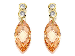 Unbranded 9ct-Gold-Champagne-And-White-Cubic-Zirconia-Drop-Earrings-072821