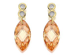 Unbranded 9ct-Gold-Champagne-And-White-Cubic-Zirconia-Drop-Earrings-072821