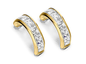 Unbranded 9ct-Gold-Channel-Set-Cubic-Zirconia-Half-Hoop-Earrings-072739