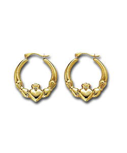 9ct Gold Claddagh Creoles