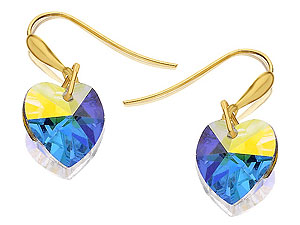 Unbranded 9ct-Gold-Clear-Swarovski-Crystal-Heart-Drop-Earrings-071176
